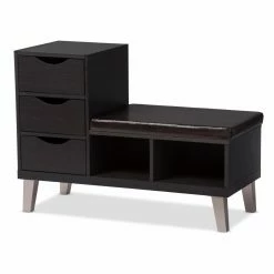 Best reviews of 🤩 Indoor Storage Benches Baxton Studio Arielle Seating Bench With 👟 Shoe Storage And Drawers ❤️ -Indoor Benches Shop detailWSI2658