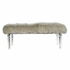 Outlet 🛒 A & B Home Bedroom Benches A & B Home Francesca Mongolian Fur Bedroom Bench 🤩 -Indoor Benches Shop inuseABH1364