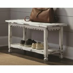 Coupon 🎉 Entryway Benches Alaterre Furniture Country Cottage Bench - White Antique ✨ -Indoor Benches Shop inuseASR10012