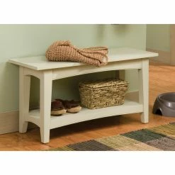 New 💯 Entryway Benches Alaterre Furniture Shaker Cottage Bench With Shelf 🥰 -Indoor Benches Shop inuseASR10142