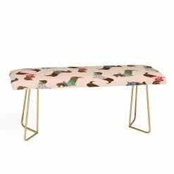 Hot Sale ✔️ Bedroom Benches Deny Designs Pimlada Phuapradit 🐶 Dog Pattern Dachshund Bench 💯 -Indoor Benches Shop inuseDENY2360