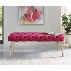 Best Sale 💯 Bedroom Benches Nicole Miller Kelis Velvet Bench 🎁 -Indoor Benches Shop inuseINSP138