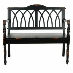 Best Sale 🎉 Entryway Benches Safavieh Franklin Distressed - Black Bench ❤️ -Indoor Benches Shop inuseSAV431