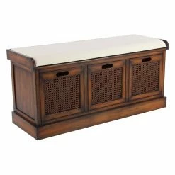 New 😀 Indoor Storage Benches DecMode 3 Drawer Wood And Fabric Storage Bench 😉 -Indoor Benches Shop inuseUMA10220