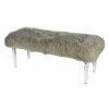 Outlet 🛒 A & B Home Bedroom Benches A & B Home Francesca Mongolian Fur Bedroom Bench 🤩 -Indoor Benches Shop masterABH1364