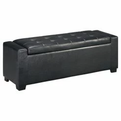 Best Sale 😀 Indoor Storage Benches Signature Design By Ashley Benches 54 In. Backless Upholstered Storage Bench 🎁