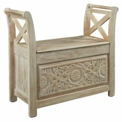Promo 🛒 Indoor Storage Benches Signature Design By Ashley Fossil Ridge Accent Bench ⌛