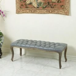 Brand new 😍 Best Selling Home Entryway Benches Max Leather Ottoman Bench - Gray 🛒