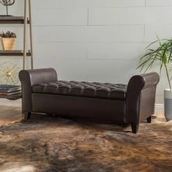 Top 10 👍 Best Selling Home Indoor Storage Benches Ultima Leather Armed Indoor Storage Bench 💯