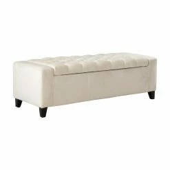 Brand new 😀 Best Selling Home Indoor Storage Benches Hikaru Tufted Velvet Storage Ottoman/Bench 🛒