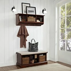 Budget 👍 Indoor Storage Benches Crosley Brennan Entryway Storage Bench With Storage Shelf - Mahogany 🤩