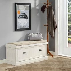 Wholesale 🎁 Indoor Storage Benches Crosley Furniture Seaside Entryway Bench - Distressed White ⭐