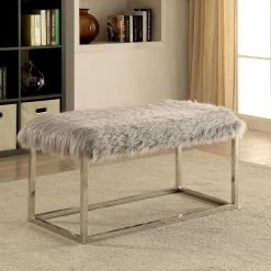 Wholesale ❤️ Bedroom Benches Furniture Of America Lucas Contemporary Style Faux Fur Large Bench 😉