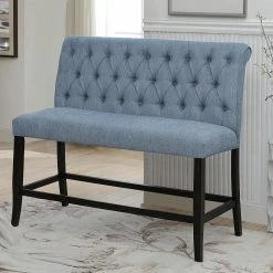 Best reviews of ⭐ Kitchen & Dining Benches Furniture Of America Verona Contemporary Chenille Counter Height 2 Seater Bench 👏