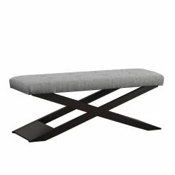 Cheap 🌟 Entryway Benches HN Home Turlock Transitional X-Base Bench - Gray Linen - 48 In. 👏