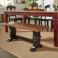 Deals 🎁 Kitchen & Dining Benches HumbleNest Countryside Farmhouse Dining Bench With Trestle Leg 👏