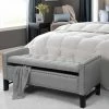 Discount 😀 Indoor Storage Benches Inspired Home Hadley Linen Button Tufted Indoor Storage Bench ⌛ -Indoor Benches Shop masterINSP008
