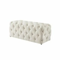 Outlet 💯 Ottoman Benches Inspired Home Walterly Linen Allover Tufted Bench ⌛