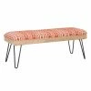 Buy 🎁 Bedroom Benches Powell Brooke Bench - Black Hairpin Legs With Terra Cotta And Natural Stripe Fabric ✨ -Indoor Benches Shop masterLHD2456