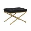 Wholesale 🌟 Ottoman Benches Powell Bethany Bench - Gold With Black Faux Leather 🔥 -Indoor Benches Shop masterLHD2458