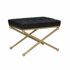 Wholesale 🌟 Ottoman Benches Powell Bethany Bench - Gold With Black Faux Leather 🔥