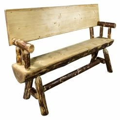 Hot Sale 🌟 Entryway Benches Montana Woodworks Glacier Country Half Log Bench 🌟