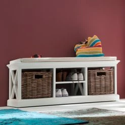 Best reviews of 🛒 Indoor Storage Benches Nova Solo Halifax Bench And Basket Set With Seat Cushion 👏