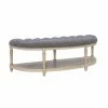 Cheap 🥰 Entryway Benches Powell Naomi Demuline Bench - Graywash Legs With Dark Gray Fabric 🤩