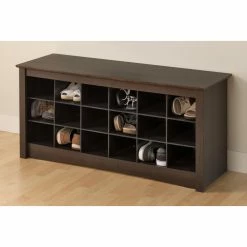 Best Sale ✔️ Indoor Storage Benches Prepac ESS-4824 Espresso 👟 Shoe Cubbie Bench 🔥