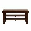 Discount 👏 Indoor Storage Benches Roundhill Furniture Pina Solid Wood 👟 Shoe Storage Entryway Bench 🌟