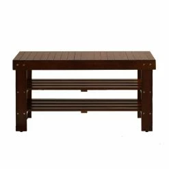 Discount ๐ Indoor Storage Benches Roundhill Furniture Pina Solid Wood ๐ Shoe Storage Entryway Bench ๐