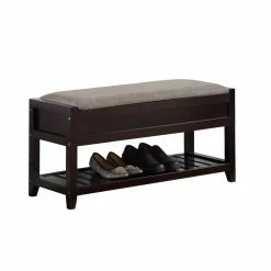 Best reviews of 👍 Indoor Storage Benches Roundhill Furniture Rouen Fabric Upholstered 👟 Shoe Storage Bench ❤️