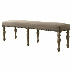 New 👏 Kitchen & Dining Benches Roundhill Furniture Birmingham Upholstered Bench With Nailhead Trim 🔔