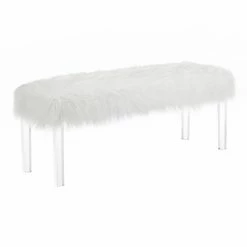 Hot Sale 💯 Bedroom Benches Roundhill Furniture Valley Faux Fur Upholstered Indoor Bench 👍
