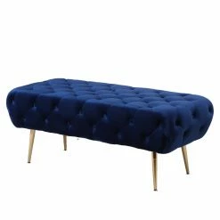 Buy ๐ Bedroom Benches Roundhill Furniture Sira Velvet Button Tufted Bench - Blue ๐ฏ
