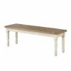 Cheapest ❤️ Kitchen & Dining Benches Roundhill Furniture Prato Two-Tone Distressed Wood Dining Bench ✔️ -Indoor Benches Shop masterROUN637