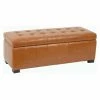 Budget 😉 Indoor Storage Benches Safavieh Large Manhattan Storage Bench - Saddle Brown Leather 🔔 -Indoor Benches Shop masterSAV400