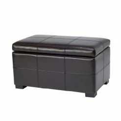 Cheapest 👍 Indoor Storage Benches Safavieh Small Brown Madison Leather Storage Ottoman 👏