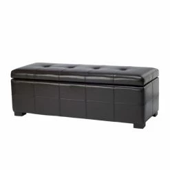 Best deal 😍 Indoor Storage Benches Safavieh Large Brown Maiden Tufted Leather Storage Bench ✔️
