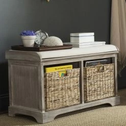 Top 10 ⌛ Indoor Storage Benches Safavieh Freddy Wicker Storage Bench 🔔