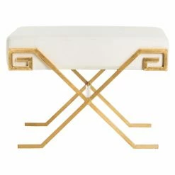 Outlet 🛒 Ottoman Benches Safavieh Luna Greek Key Bench 🔔