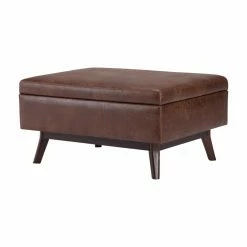 Cheapest ❤️ Ottoman Benches HN Home Fuller Mid-Century Modern Faux Leather Storage Ottoman Bench 😉