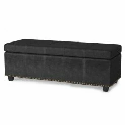 Promo 💯 Bedroom Benches Brooklyn + Max Huntsville 48 In. Transitional Rectangle Faux Leather Storage Ottoman Bench 👏
