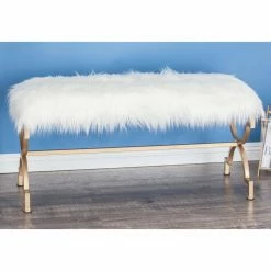 Deals 😍 Bedroom Benches DecMode Faux Fur Indoor Bedroom Bench 😍