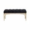 New 🧨 Settee Benches DecMode Metal Rectangle Glam Button Cushioned Velvet Seat Bench - Black ✔️