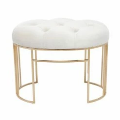 Top 10 😉 Ottoman Benches DecMode Glam Soft Tufted Velvet Seat And Metal Base Bench - Cream 🌟