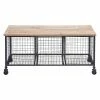 Flash Sale ✔️ Indoor Storage Benches DecMode Metal And Wood Bench With Baskets 💯 -Indoor Benches Shop masterUMA8403