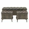Budget 😀 Ottoman Benches DecMode Set Of 3 Metal And Tufted Leather Storage Benches ⌛ -Indoor Benches Shop masterUMA8424