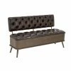 Hot Sale 🎁 Settee Benches DecMode Metal And Tufted Leather Storage Bench With Back 🌟 -Indoor Benches Shop masterUMA8425