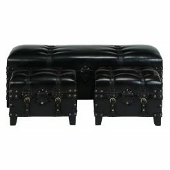 Cheapest 👍 Ottoman Benches DecMode Set Of 3 Leather Trunk Style Benches 🌟